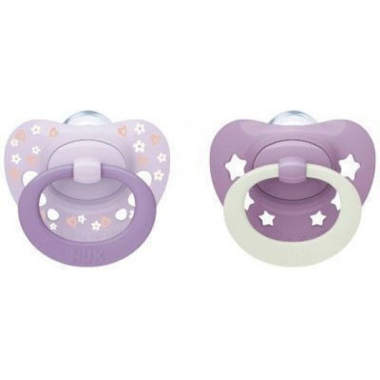 Nuk First Choice Classic Day & Night 18-36m Πιπίλες Σιλικόνης Ημέρας & Νύκτας Ροζ 2τεμ