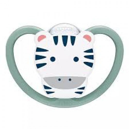 Nuk Space Πιπίλα Σιλικόνης 18-36m, Χρώμα Χακί, Σχέδιο Ζωάκι Ζέβρα 1 Τεμάχιο
