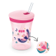 NUK Action Cup Changes Colour, Ποτηράκι με Μαλακό Καλαμάκι Σιλικόνης 12m+ Χρώμα Ροζ 230ml