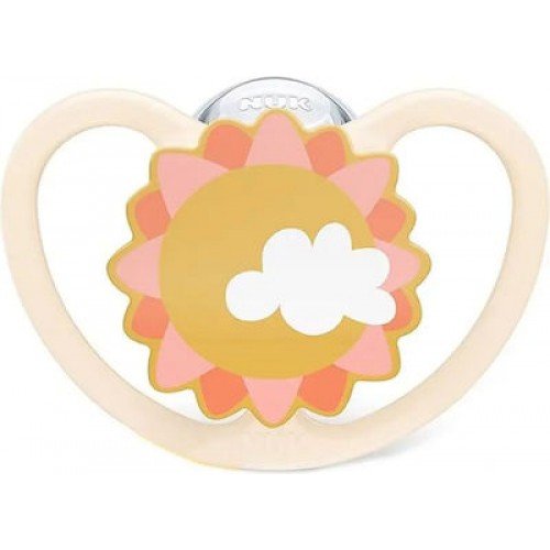 Nuk Space Πιπίλα Σιλικόνης 18-36m, Χρώμα Λευκό , Σχέδιο Ήλιος  1 Τεμάχιο