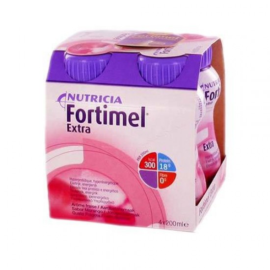 Nutricia Fortimel Extra Υπερπρωτεϊνικό Ρόφημα Με Γεύση Φράουλα 4X200ml