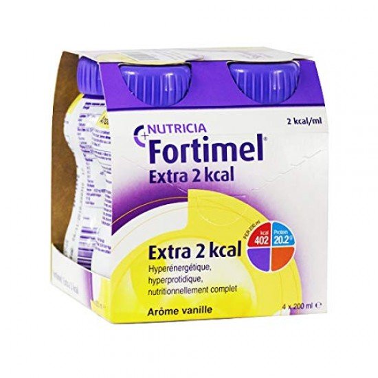 Nutricia Fortimel Extra 2KCAL Υπερπρωτεϊνικό Ρόφημα Με Γεύση Βανίλια 4X200ml