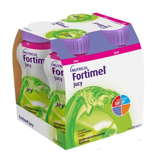 Nutricia Fortimel Jucy, Γεύση Μήλο, Πόσιμο Θρεπτικό Συμπλήρωμα Υψηλής Ενέργειας 4x200ml