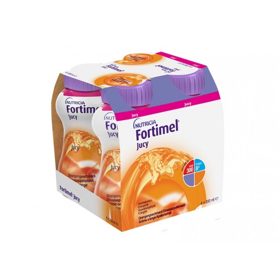 Nutricia Fortimel Jucy, Γεύση Πορτοκάλι, Πόσιμο Θρεπτικό Συμπλήρωμα Υψηλής Ενέργειας 4x200ml