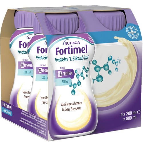 Nutricia Fortimel 18g Protein 1.5 kcal /ml Υπερπρωτεϊνικό Ρόφημα Με Γεύση Βανίλια 4X200ml Nutricia Fortimel 18g Protein 1.5 kcal /ml Υπερπρωτεϊνικό Ρόφημα Με Γεύση Βανίλια 4X200ml