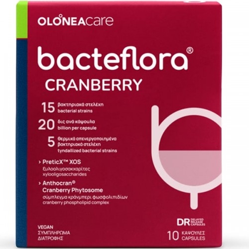 Olonea BacteFlora Cranberry με Προβιοτικά και Πρεβιοτικά 10 φυτικές κάψουλες Olonea BacteFlora Cranberry με Προβιοτικά και Πρεβιοτικά 10 φυτικές κάψουλες
