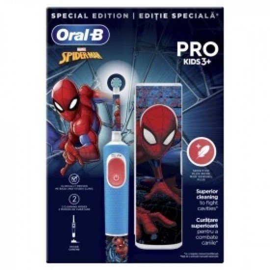 Oral-B Kids 3+ Special Edition Spiderman Επαναφορτιζόμενη Ηλεκτρική Οδοντόβουρτσα & Travel Case 1 Τεμάχιο