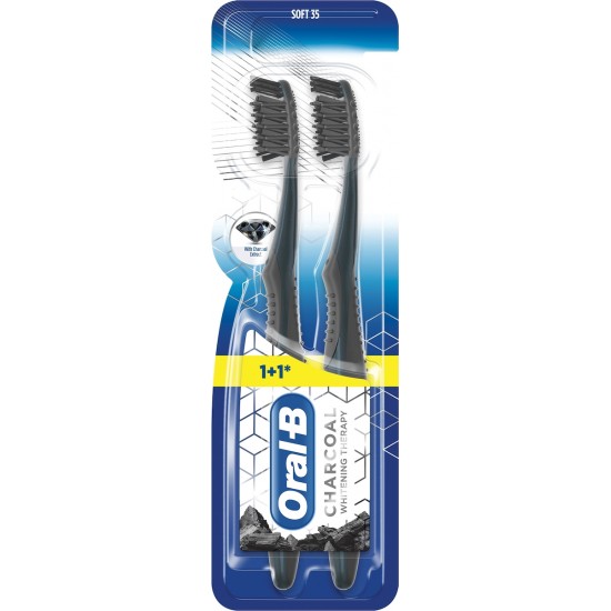 Oral-B Charcoal Whitening Therapy, Οδοντόβουρτσα Λεύκανσης με Άνθρακα, Soft 35, 2τεμ.