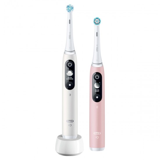 Oral-B iO Series 6 Duo Magnetic White & Pink, Επαναφορτιζόμενες Ηλεκτρικές Οδοντόβουρτσες, με Αισθητήρα Πίεσης 