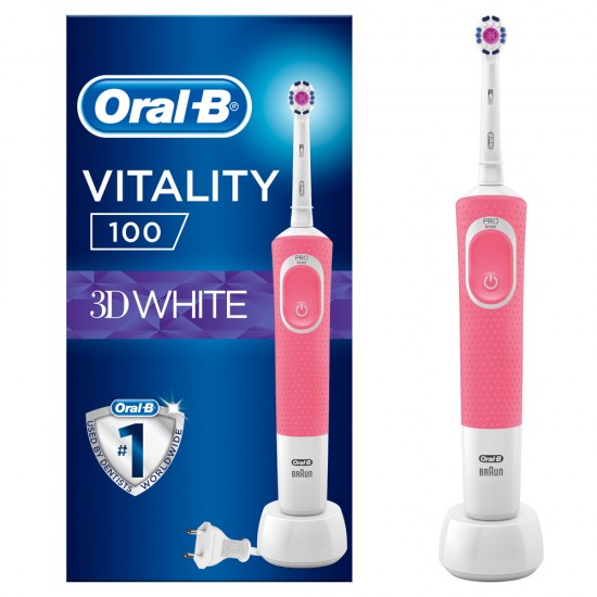 Oral-B Vitality 100 3D White Ηλεκτρική Οδοντόβουρτσα Ροζ Χρώμα 1τμχ