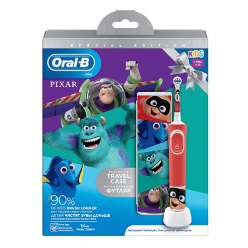 Oral-B Παιδική Επαναφορτιζόμενη Ηλεκτρική Οδοντόβουρτσα Special Edition Pixar Kids 3+ & Θήκη Ταξιδίου