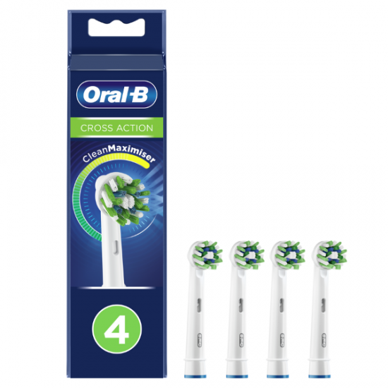 Oral-B Cross Action Clean Maximiser Λευκές Ανταλλακτικές Κεφαλές για Ηλεκτρικές Οδοντόβουρτσες, 4 Τεμάχια