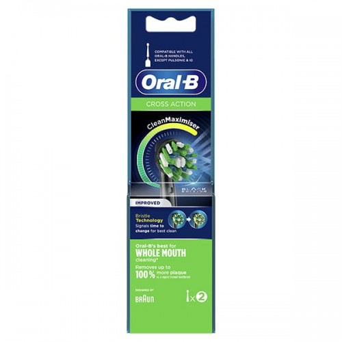 Oral-B Cross Action Clean Maximiser Black Edition Ανταλλακτικές Κεφαλές για Ηλεκτρικές Οδοντόβουρτσες, 2 Τεμάχια