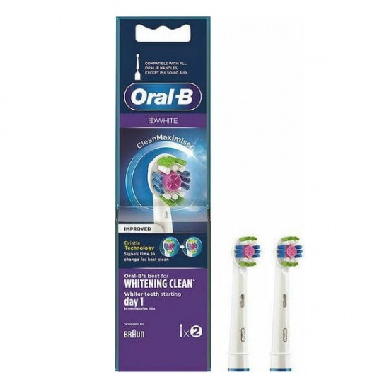 Oral-B 3D White, Ανταλλακτικές Κεφαλές  για Ηλεκτρική Οδοντόβουρτσα 2τμχ