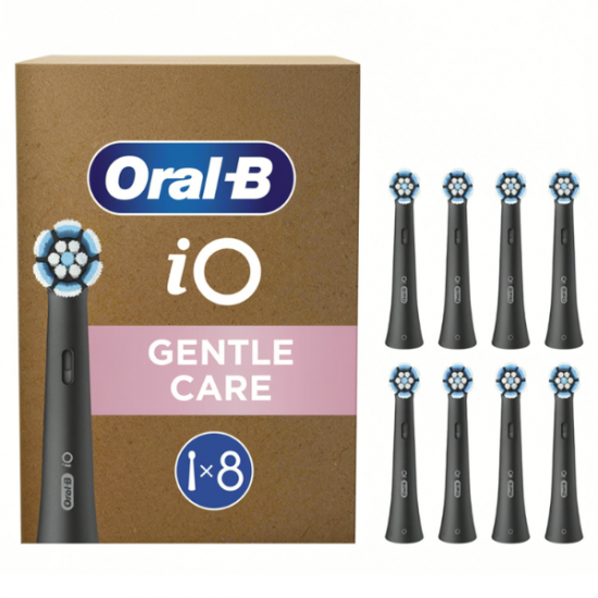 Oral-B iO Gentle Care Black Ανταλλακτικές Κεφαλές Ηλεκτρικής Οδοντόβουρτσας, 8τεμ