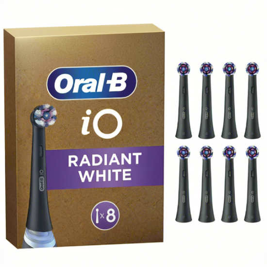 Oral-B iO Radiant White Black Ανταλλακτικές Κεφαλές Ηλεκτρικής Οδοντόβουρτσας, 8τεμ