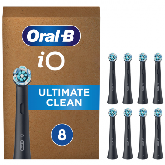 Oral-B iO Ultimate Clean Black Ανταλλακτικές Κεφαλές Ηλεκτρικής Οδοντόβουρτσας, 8τεμ