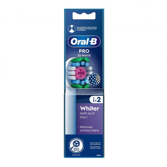 Oral-B Pro 3D White, Ανταλλακτικές Κεφαλές  για Ηλεκτρική Οδοντόβουρτσα 2τμχ