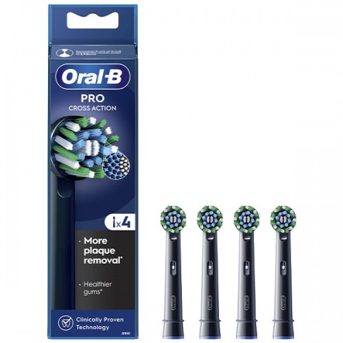Oral-B Pro CrossAction Ανταλλακτικές Κεφαλές Ηλεκτρικής Οδοντόβουρτσας Μαύρο Χρώμα 4τεμ