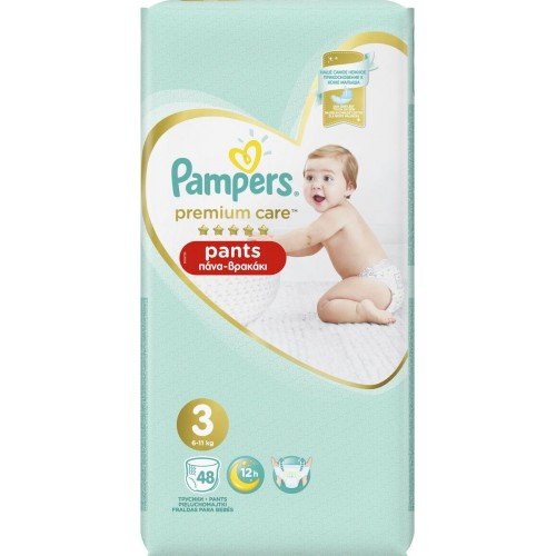 Pampers Premium Care Pants No3 6-11kg Jumbo Πάνες-Βρακάκι 48τεμ Pampers Premium Care Pants No3 6-11kg Jumbo Πάνες-Βρακάκι 48τεμ