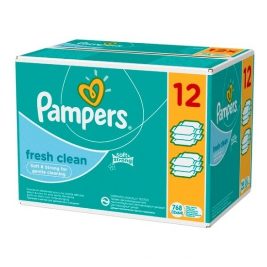 Pampers Fresh Clean Wipes Μωρομάντηλα BOX 12 x 52 Τεμάχια
