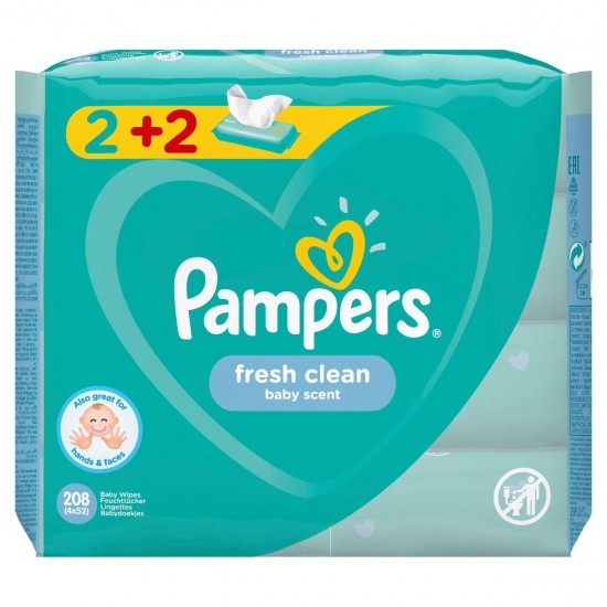Pampers Fresh Clean Μωρομάντηλα 2+2 Δώρο
