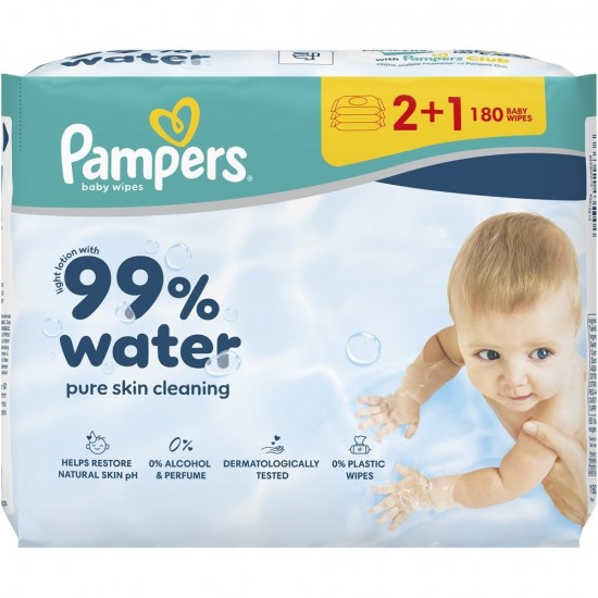 Pampers Wipes Aqua 99% Water Μωρομάντηλα 3x60 2+1Δώρο Pampers Wipes Aqua 99% Water Μωρομάντηλα 3x60 2+1Δώρο