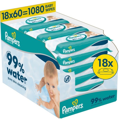 Pampers Baby Wipes 99% Water Μωρομάντηλα 18x60τμχ Pampers Baby Wipes 99% Water Μωρομάντηλα 18x60τμχ