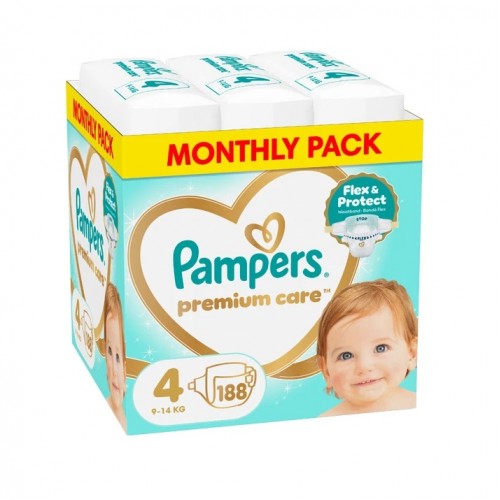 Pampers Premium Care No4 9-14 kg Πάνες 188τεμ (Monthly Pack) Pampers Premium Care No4 9-14 kg Πάνες 188τεμ (Monthly Pack)