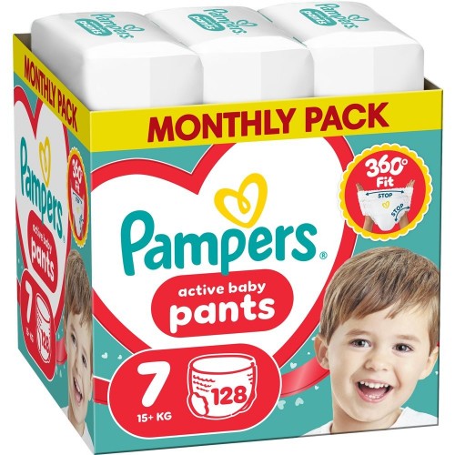 Pampers Active Baby Pants  No7 15+kg  Πάνες 128τεμ (Monthly Pack)