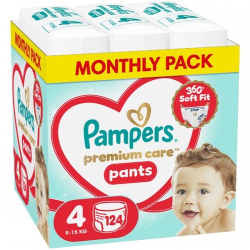 Pampers Premium Care Pants No4 9-15kg Πάνες - Βρακάκι 124τεμ (Monthly Pack) Pampers Premium Care Pants No4 9-15kg Πάνες - Βρακάκι 124τεμ (Monthly Pack)