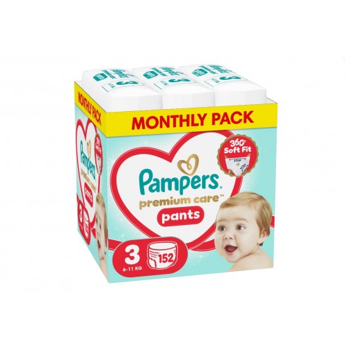 Pampers Premium Care Pants No 3 6-11kg Πάνες Βρακάκι 152τεμ (Monthly Pack) Pampers Premium Care Pants No 3 6-11kg Πάνες Βρακάκι 152τεμ (Monthly Pack)