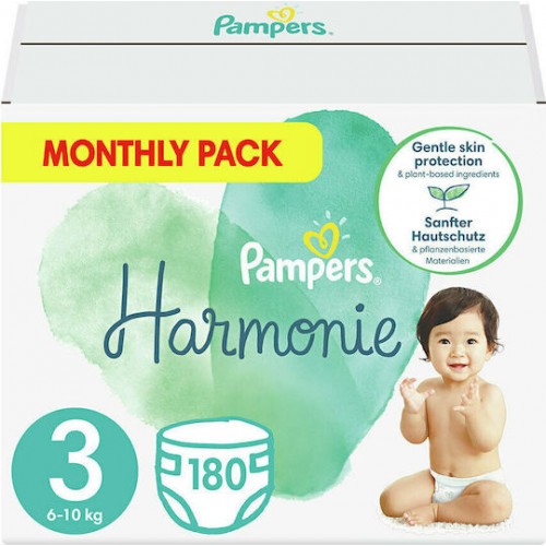 Pampers Harmonie No3 6-10kg Πάνες 180τεμ (Monthly Pack)
