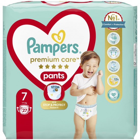 Pampers Premium Care Pants No 7 (17+ kg) 27 Πάνες Βρακάκι