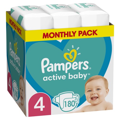 Pampers Active Baby Νο4 9-14kg Πάνες 180τμχ (Monthly Pack) Pampers Active Baby Νο4 9-14kg Πάνες 180τμχ (Monthly Pack)