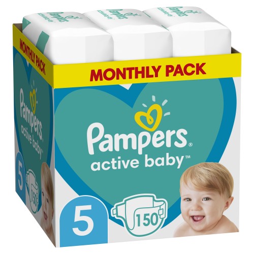 Pampers Active Baby No5 11-16kg Πάνες 150τεμ (Monthly Pack)