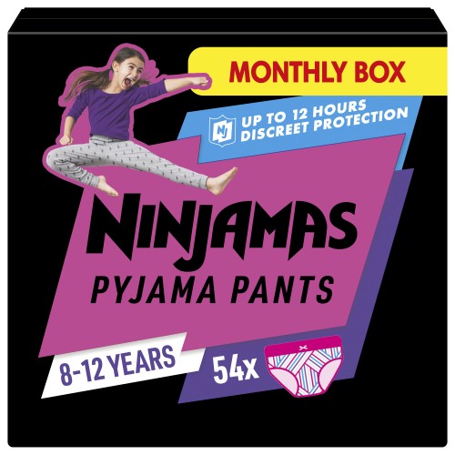Pampers Ninjamas Pyjama Pants 27-43kg Πάνες Βρακάκι για τη Νύχτα, Κορίτσια 8-12 Ετών 54τεμ (Monthly Pack) Pampers Ninjamas Pyjama Pants 27-43kg Πάνες Βρακάκι για τη Νύχτα, Κορίτσια 8-12 Ετών 54τεμ (Monthly Pack)