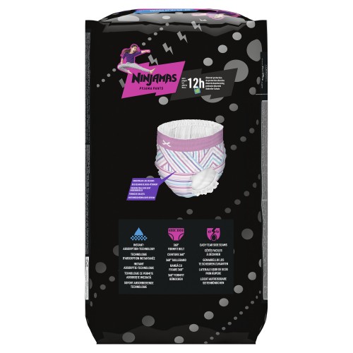 Pampers Ninjamas Pyjama Pants 27-43kg Πάνες Βρακάκι για τη Νύχτα, Κορίτσια 8-12 Ετών 9τεμ