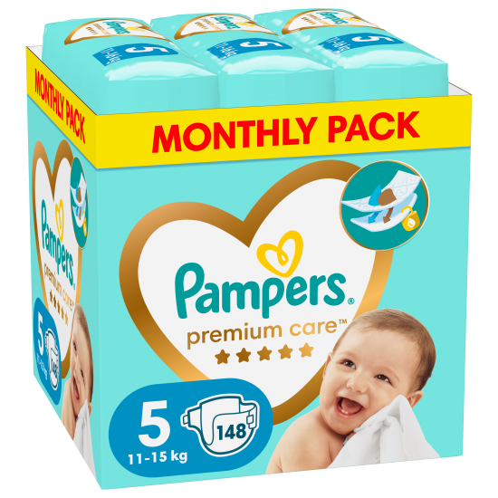 Pampers Premium Care 5 11-16kg 148 Πάνες (Monthly Pack)