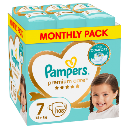 Pampers Premium Care 7 15+kg 108 Πάνες (Monthly Pack)