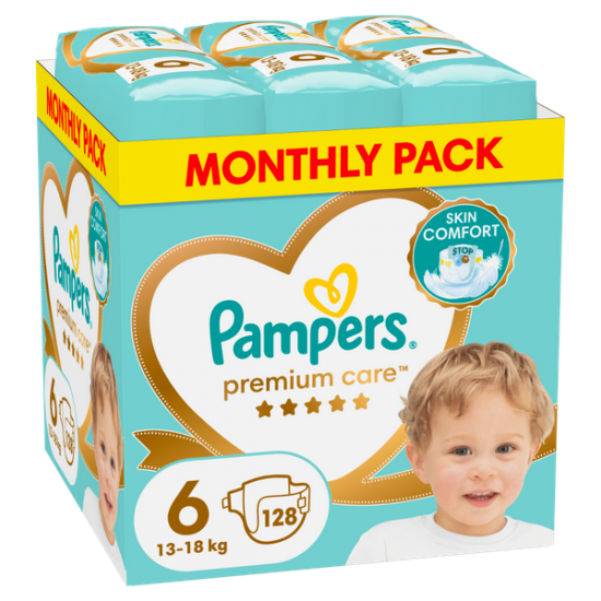 Pampers Premium Care 6 13-18kg 128 Πάνες (Monthly Pack)