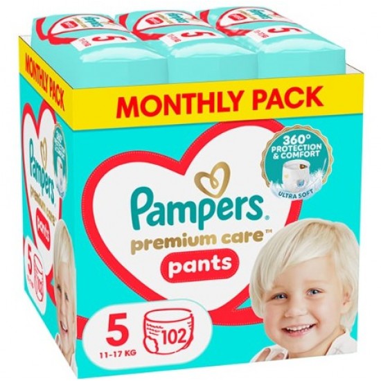 Pampers Premium Care Pants No5 11-17kg Πάνες - Βρακάκι 102τεμ (Monthly Pack) Pampers Premium Care Pants No5 11-17kg Πάνες - Βρακάκι 102τεμ (Monthly Pack)