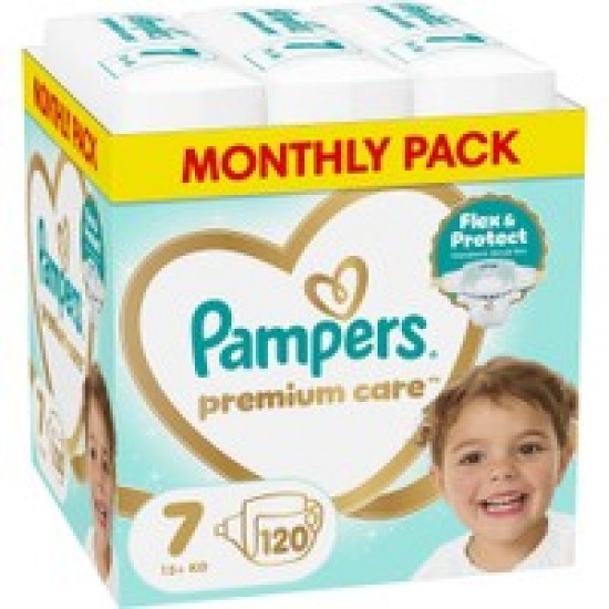 Pampers Premium Care No7  15+kg  Πάνες 120τεμ (Monthly Pack)