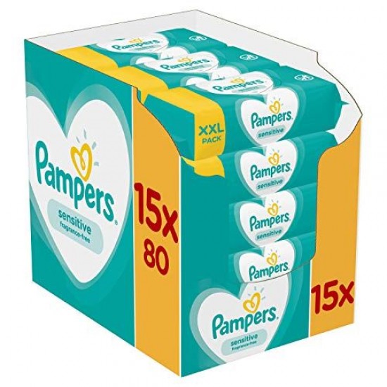 Pampers Sensitive Wipes Μωρομάντηλα BOX 15 x 80 Τεμάχια