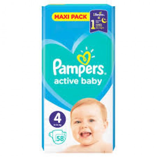 Pampers Active Baby Maxi Pack Μέγεθος 4 (9-14 kg), 58 Πάνες