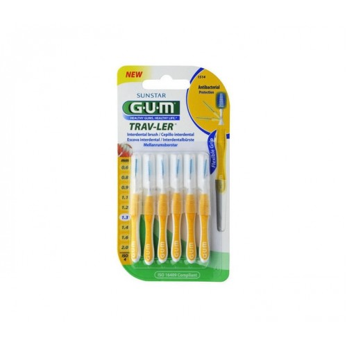 Gum 1514 Trav-ler 1,3 Μεσοδόντια Βουρτσάκια 1.3mm Κίτρινο 6 Τεμάχια Gum 1514 Trav-ler 1,3 Μεσοδόντια Βουρτσάκια 1.3mm Κίτρινο 6 Τεμάχια
