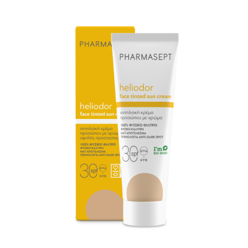 Pharmasept Heliodor Face Tinted Sun Cream SPF30, Αντηλιακή Κρέμα Προσώπου με Χρώμα, 100% Φυσικό Φίλτρο 50ml