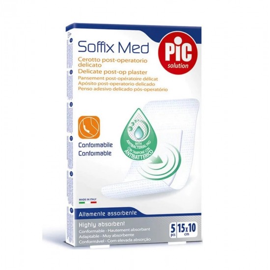 Pic Solution Soffix Med Post-op Plaster (10 x 15cm) Μετεγχειρητικό Αυτοκόλλητο Τσιρότο, 5 τεμάχια