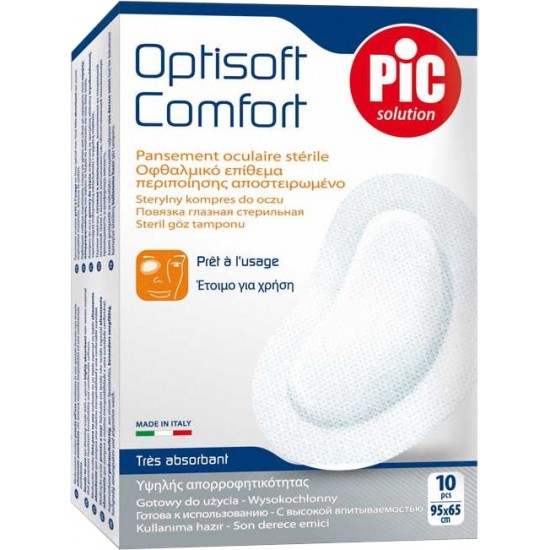 Pic Solution Optisoft Comfort, Οφθαλμικά Επιθέματα Υψηλής Απορροφητικότητας 95x65mm 10 Τεμάχια