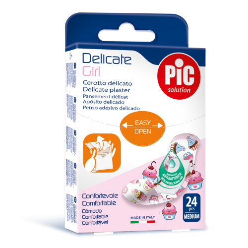Pic Solution Delicate Girl, Medium 19x72mm Παιδικό Τσιρότο για Κορίτσια, 24τμχ Pic Solution Delicate Girl, Medium 19x72mm Παιδικό Τσιρότο για Κορίτσια, 24τμχ